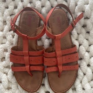 BORN ORANGE LEATHER SANDALS